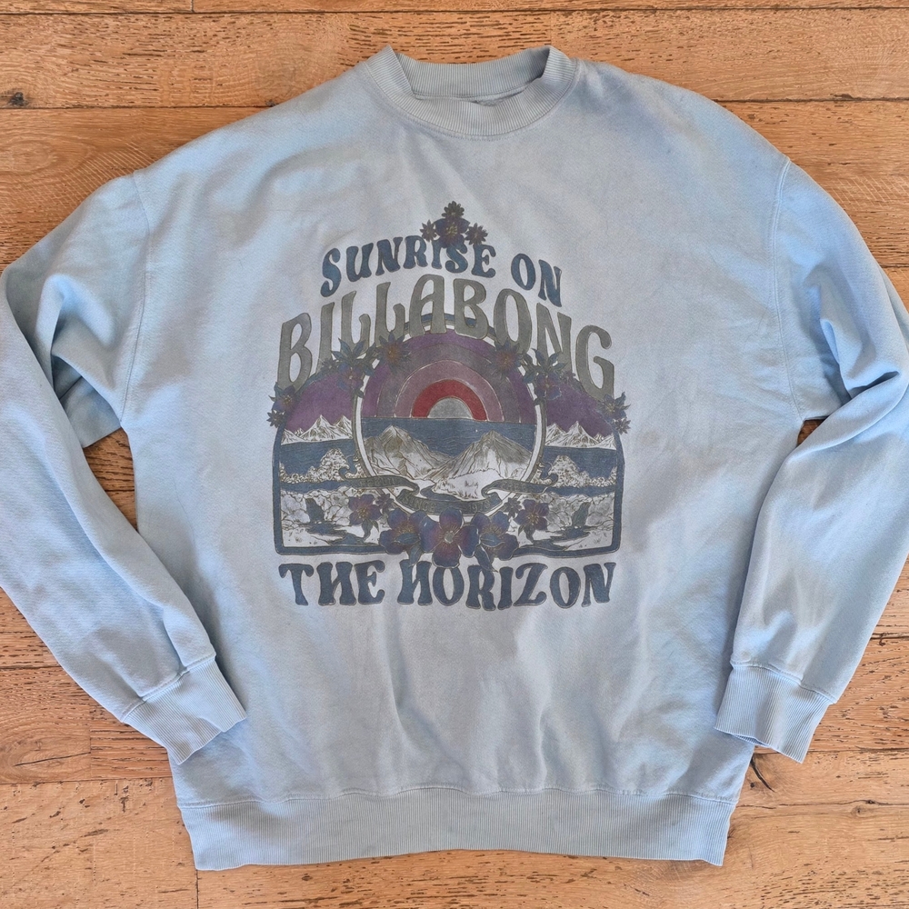 Billabong Blue Retro Graphic Oversized Sweatshirt surf surfergirl coconutgirl